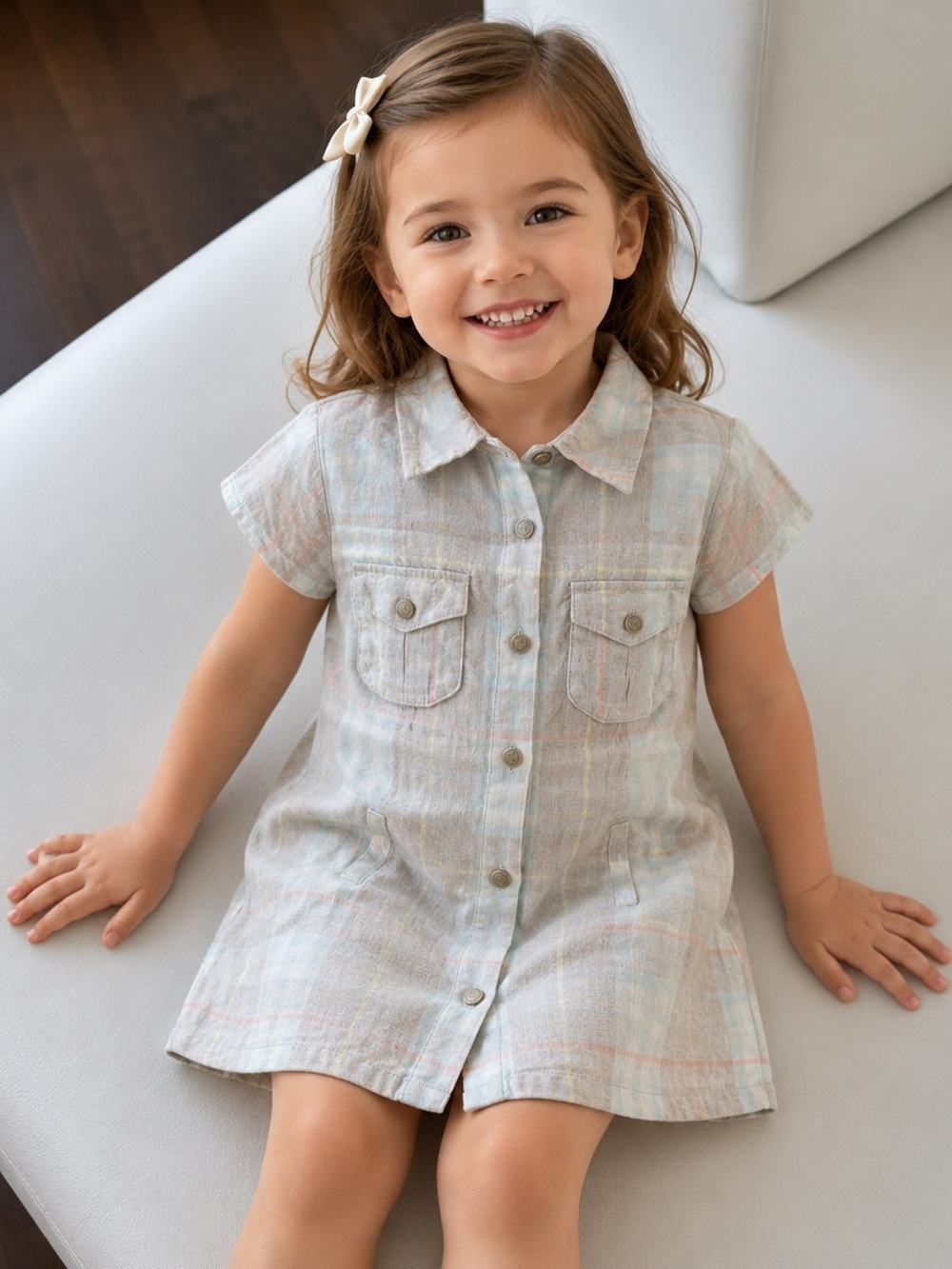 Burberry Kid dress linen short sleeves 4T Burberry beige no belt